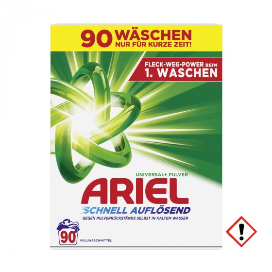 Ariel Vollwaschmittel Pulver Regulär 90 Waschladungen Packung 4.95kg 