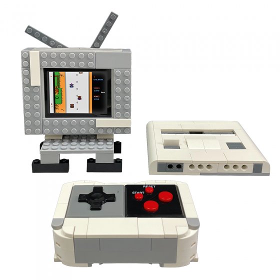 Retro-Spielekonsole mit Bausteinen