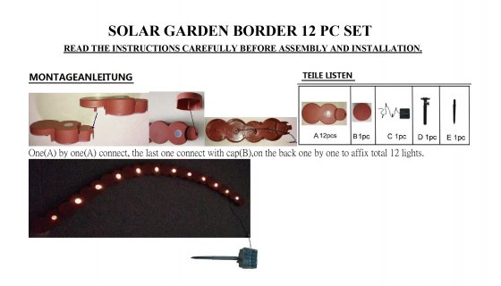 Beetumrandung Nessa Solar Palisade 12-teilig Terracotta 