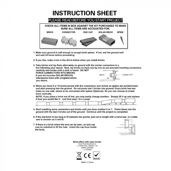 Beeteinfassung 460 cm Ziegelstein mit Beleuchtung 