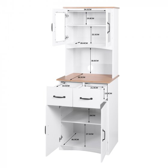 Eleganter Küchenschrank mit Glasvitrine Landhausstil Weiß 