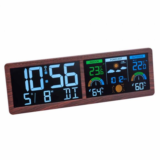 Digitale Wetterstation mit Funkuhr „Holz“ 
