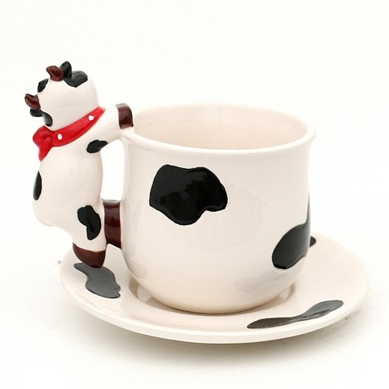 Dolomite Tasse mit Teller Kuh 