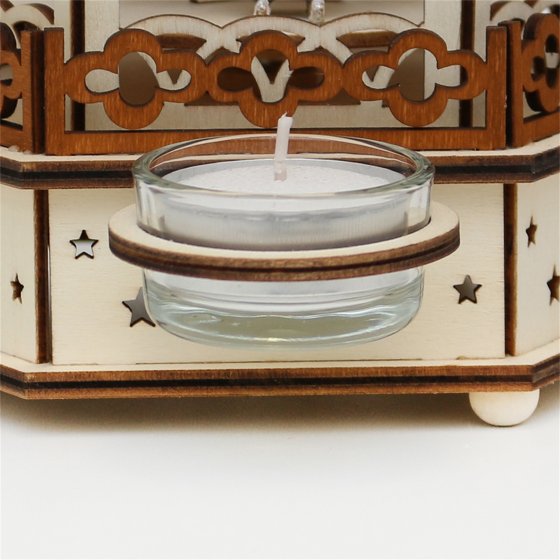 Holz Teelichtpyramide 3 Etagen Schneemänner 