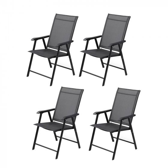 4er Set moderner Gartenstühle mit 5-fach verstellbarer Rückenlehne 