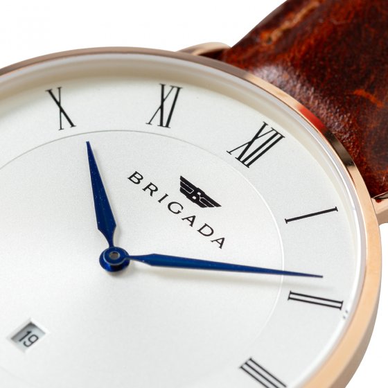 Goldene Herrenuhr Echtleder 