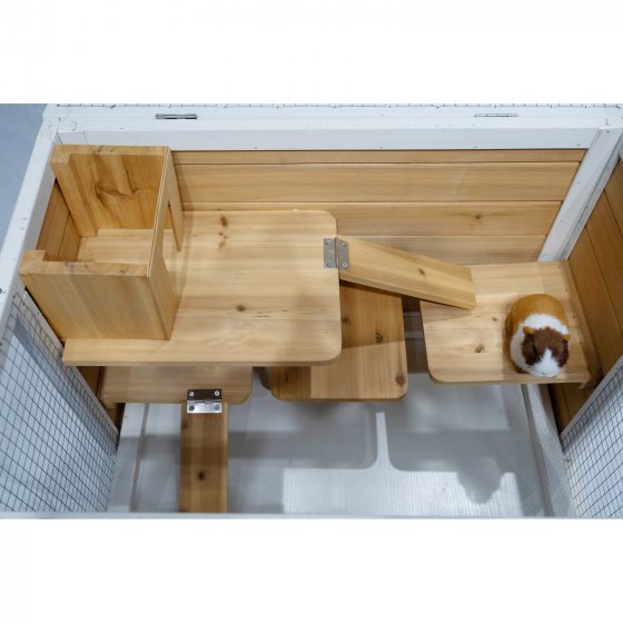 Erhöhter Kleintierkäfig aus Holz Nagerkäfig für Kaninchen, Meerschweinchen und Co. 