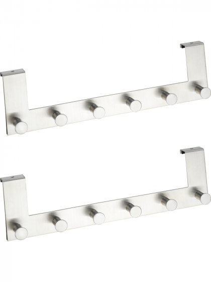 Türgarderobe Edelstahl Mod. Celano 2er Set, je 6 Haken, für Türfalzstärken bis 2 cm 