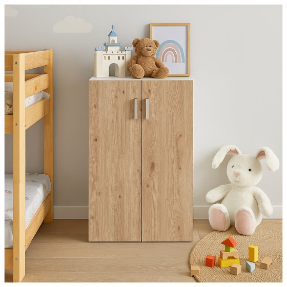 Kommode mit 3 Regalfächern Nina Weiß-Artisaneiche 