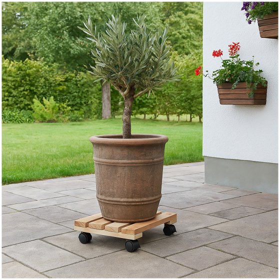 Praktischer Pflanzenroller aus Holz mit Rollen 2er Set stabil und flexibel 