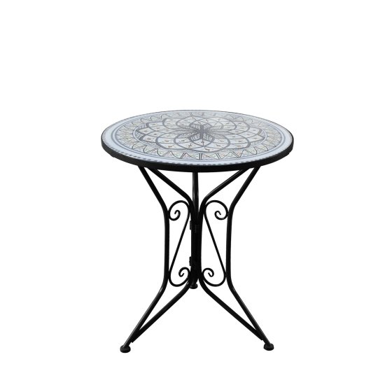 Bistro Sitzgruppe Metall schwarz Tisch mit 2 Stühlen Balkon Set mit Motiv 