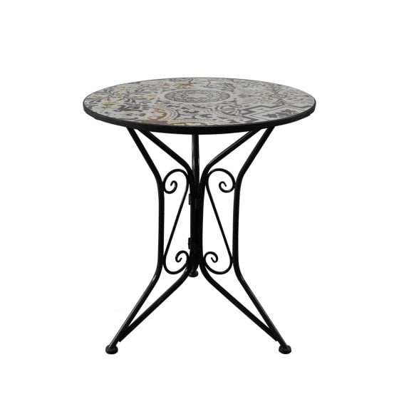 Bistro Sitzgruppe Metall schwarz Tisch mit 2 Stühlen Balkon Set mit Motiv Algier 