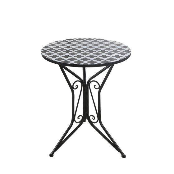Bistro Sitzgruppe Metall schwarz Tisch mit 2 Stühlen Balkon Set mit Motiv Black and White 