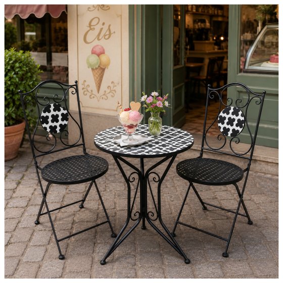 Gartenstuhl 2er-Set Metall Black and White 