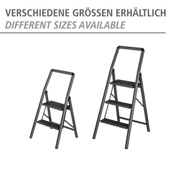 Alu-Klapptrittleiter Compact 3-stufig Dunkelgrau, leichte & rutschfeste Haushaltsleiter 