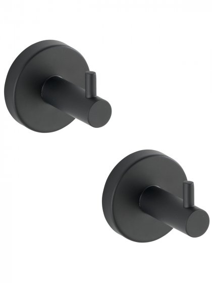 Wandhaken Uno Mod. Bosio Black matt, 2er Set, Edelstahl rostfrei 