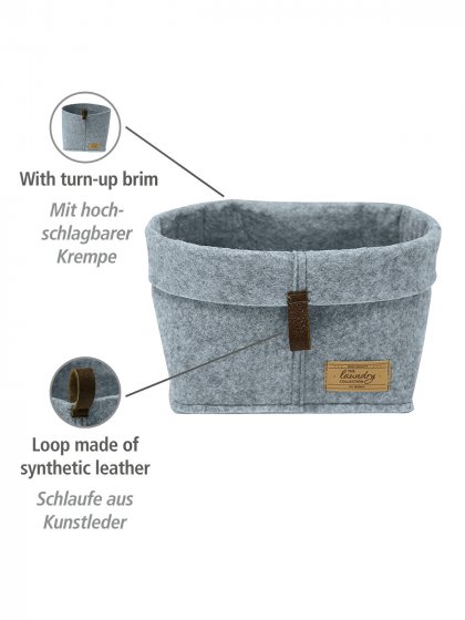 Filz-Korb Mod. Feli, 5er Set, Aufbewahrungskörbe in 3 verschiedenen Größen 