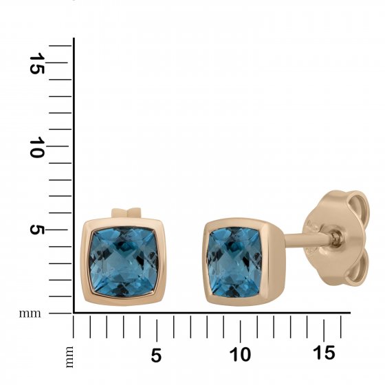 Ohrringe Gold 585 rosé mit 2x Blautopas (beh.) 