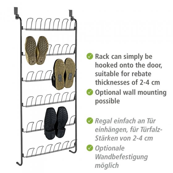Türregal für Schuhe Schwarz, für 18 Paar 