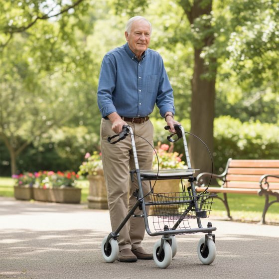 Stahlrollator mit Tablett 
