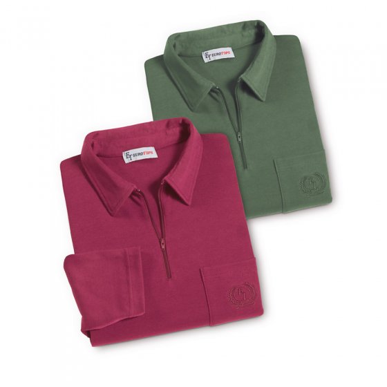 Langarm-Poloshirts  2er-Pack L | Oliv#Bordeaux