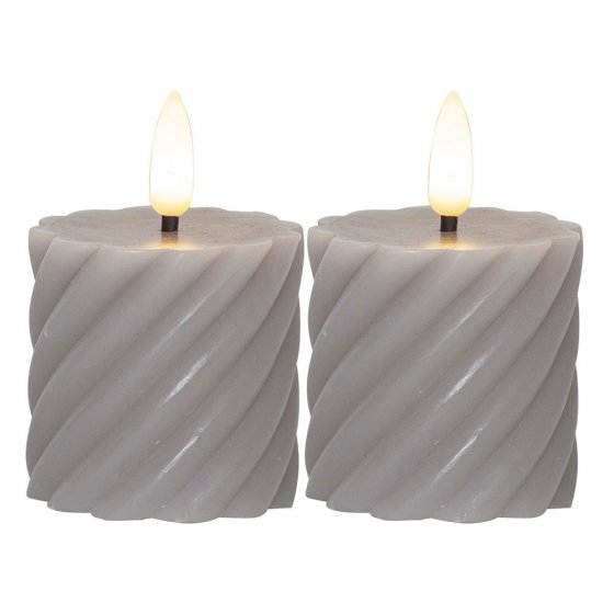 LED Stumpenkerze 2er-Pack SWIRL 
