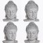 Buddhakopf Figur aus Zement in Grau matt Asiatische Dekoration für Innen und Außen - 5