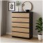 Kommode mit 5 grifflosen Schubladen Schwarz Artisaneiche - 5