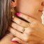 Ring 925 Sterling Silber gelb vergoldet Boho Zirkonia Baguette Stein - 5