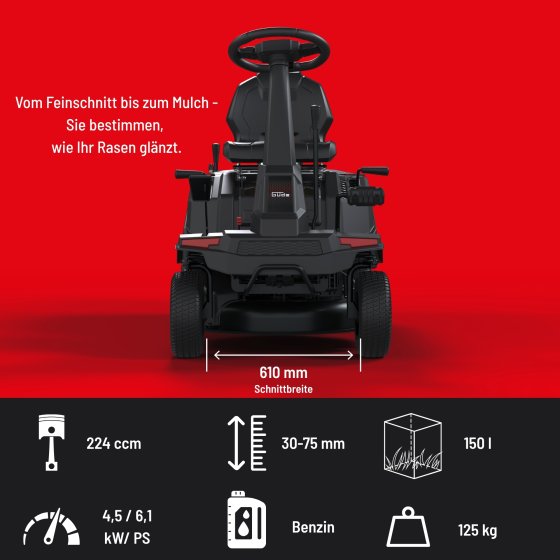 Benzin-Aufsitzmäher GAR 610-224 Automatik 