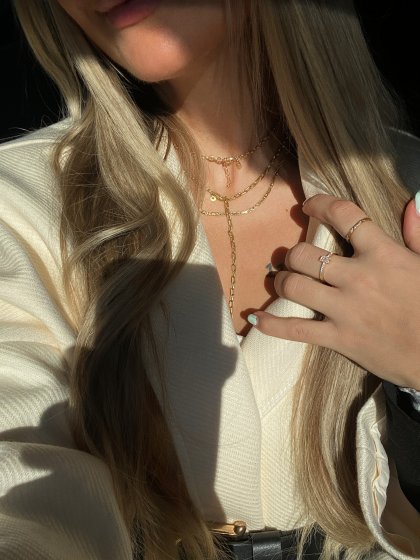 Collier 925 Silber vergoldet Y-Kette Gliederkette 