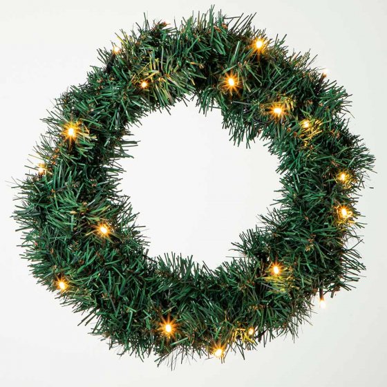 LED Weihnachtsbäume und Kranz 