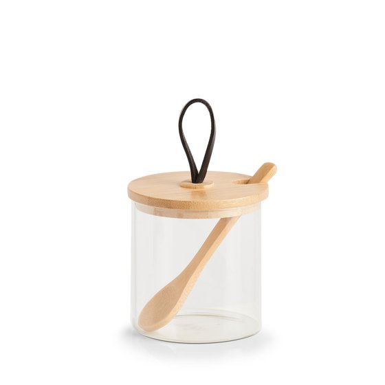 Vorratsglas rund Holzdeckel mit Schlaufe 