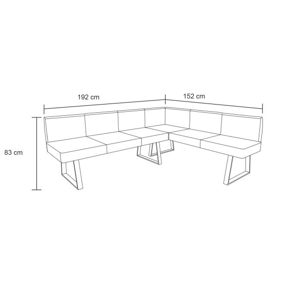 Eckbank 192 x 152 cm Schwarz Vemal kurzer Schenkel rechts 