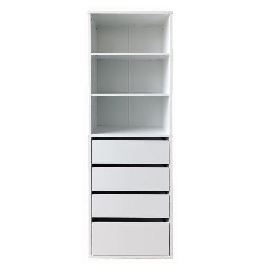 Hohe offene Kommode 3 Regalfächer 4 Schubladen 