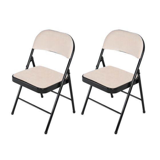 Klappstuhl Wedigo Velvet Beige 2er-Set 