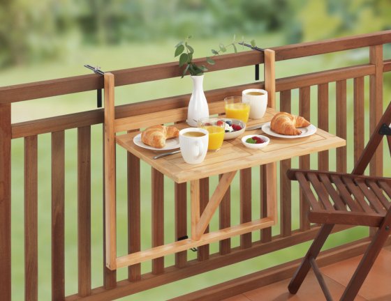 Bambus Balkon-Klapptisch Mod. Waikiki, zum Einhängen an Balkongeländer