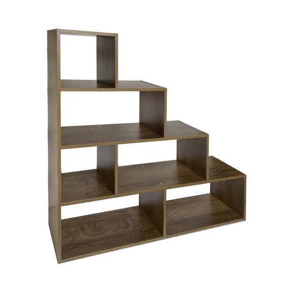 Stufenregal in Eiche Holzoptik Raumteiler Bücherregal 114 x 114 x 30 cm vielseitig einsetzba 