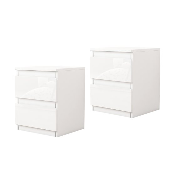Nachtschrank Kenji Hochglanz Weiß 2er-Set 