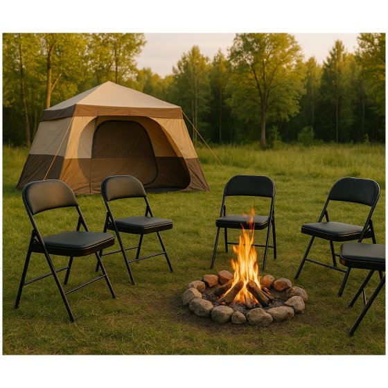 4er Set Klappstühle mit Polsterung Metallgestell und PVC Bezug 