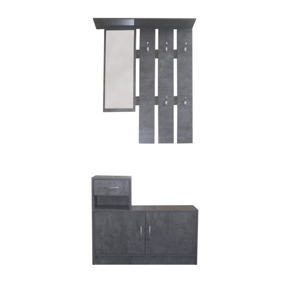 Garderobe Beton mit Spiegel Schrank und Ablage für Flur Diele oder Eingangsbereich 