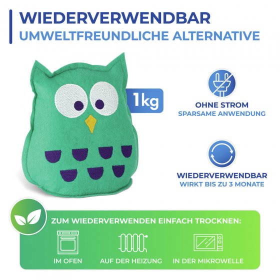 Raumentfeuchter Mod. Eule 2er Set, wiederverwendbar 