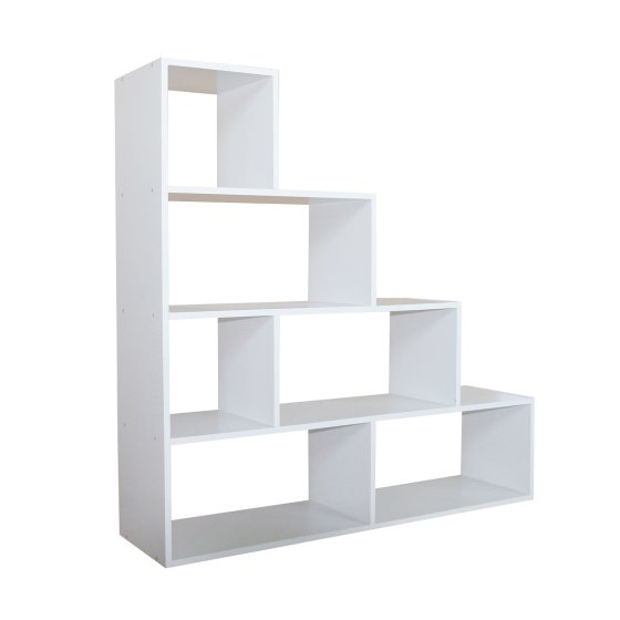 Stufenregal in Weiß Raumteiler Bücherregal 114 x 114 x 30 cm vielseitig einsetzba 