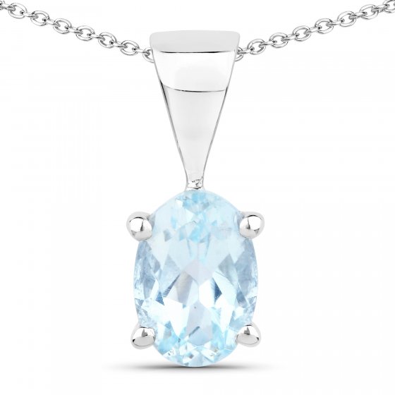 Schmuck-Set Silber 925 rhodiniert Ohrringe und Halskette mit Blautopas (beh.) 