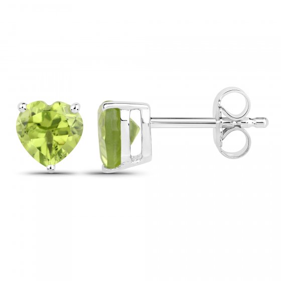 Schmuck-Set Silber 925 rhodiniert Ohrringe und Halskette mit echtem Peridot in Herzform 