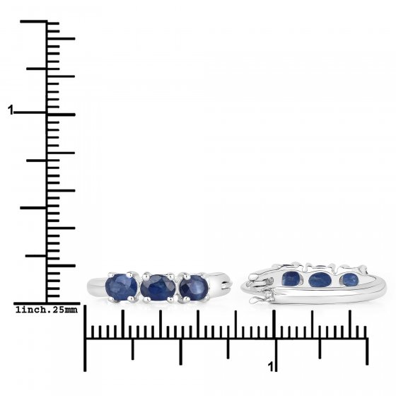 Ohrringe Silber 925 rhodiniert mit 6 blauen Saphir-Steinen 