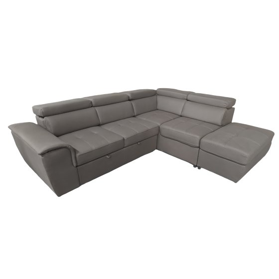 Couch Sandy mit Ottomane rechts Grau 