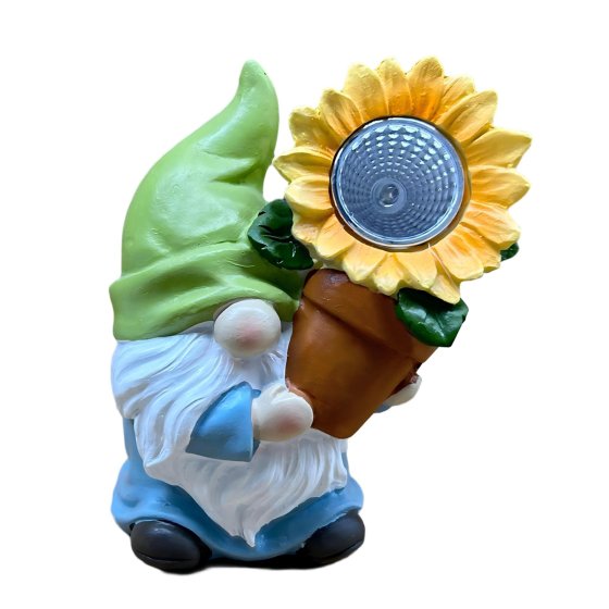 Solar-Gartenfigur Zwerg mit Blume 