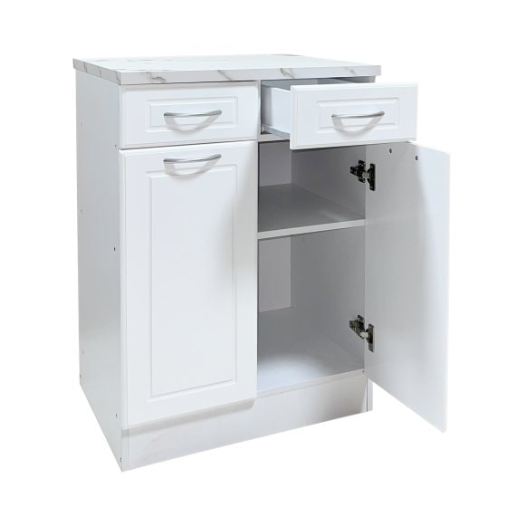 Küchenunterschrank Jenna Country Weiß 60 cm mit 2 Schubladen 