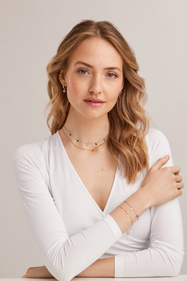 Collier 925 Silber rhodiniert Anhänger Herzen 